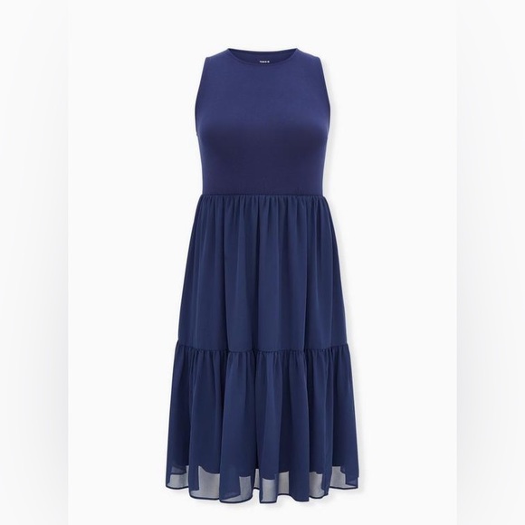 NWT Torrid Midi Super Soft Shirred Dress - Medieval Blue - 3/3X/22-24 - Picture 4 of 9